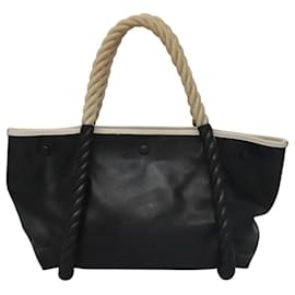 Balenciaga-Sac à main en cuir BALENCIAGA Rope noir beige argent 339933 Auth bs21910-Noir,Argenté,Beige