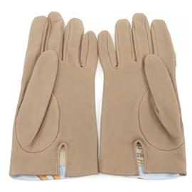 Hermès-Hermes Warm Gloves-Blue,Beige