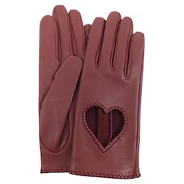 Hermès-Hermes Red Lambskin Gloves-Red
