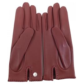 Hermès-Hermes Red Lambskin Gloves-Red
