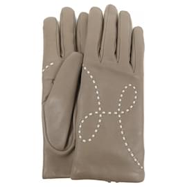 Hermès-Hermes Gray Warm Gloves-Brown