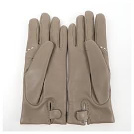 Hermès-Hermes Gray Warm Gloves-Brown