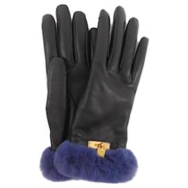 Hermès-Hermes Black Leather Gloves-Black