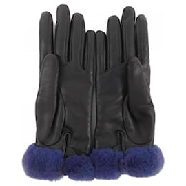 Hermès-Hermes Black Leather Gloves-Black