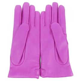 Hermès-Hermes Pink Cashmere and Lambskin Gloves-Pink