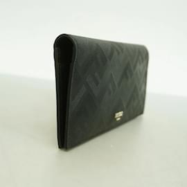Fendi-Fendi Long Wallet Zucca Shadow Leather-Black,Red