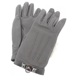 Hermès-Hermes Gray Warm Gloves-Brown