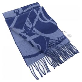 Hermès-Hermes Cashmere Shawl-Blue,Navy blue