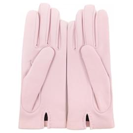 Hermès-Hermes Pink Lambskin Warm Gloves-Pink