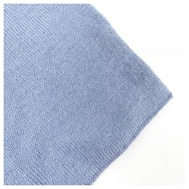 Hermès-Hermes Blue and Navy Silk Cashmere Shawl-Blue,Navy blue