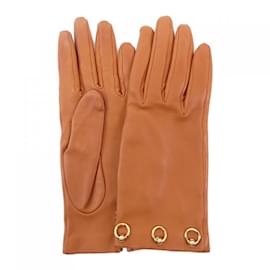 Hermès-Hermes Brown Leather Warm Gloves-Brown