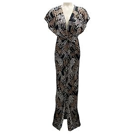 Prabal Gurung Black Multi Tiger Print Silk Maxi Dress Black