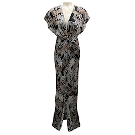 Prabal Gurung-Prabal Gurung Black Multi Tiger Print Silk Maxi Dress-Black