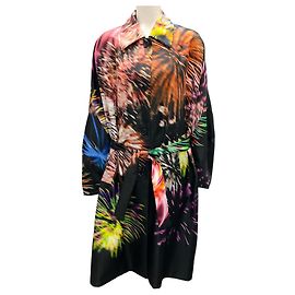 Schwarz Multi Romano Feuerwerksdruck Mantel von Dries Van Noten Mehrfarben
