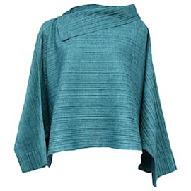 Issey Miyake-Issey Miyake Pleats Please Poncho Top in Turquoise Polyester-Other
