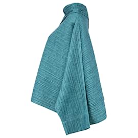 Issey Miyake-Issey Miyake Pleats Please Poncho Top in Turquoise Polyester-Other