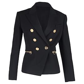 Balmain Double-Breasted Blazer in Black Wool Black