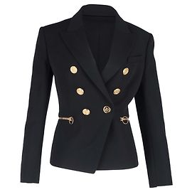 Blazer duplo em lã preta Balmain Preto
