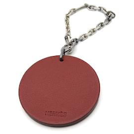 Hermès-Hermes Leather Silver925 Dog Bag Charm-Brown