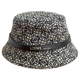 Cappello bucket con logo Anagram Loewe blu navy avorio Blu