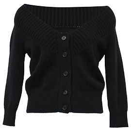 Weit geschnittene V-Ausschnitt-Cardigan von Alexander McQueen aus schwarzer Wolle Schwarz