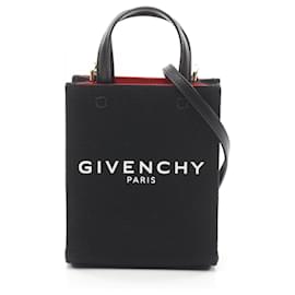 Givenchy-Givenchy G-TOTE Mini Canvas Leather Handbag-Black