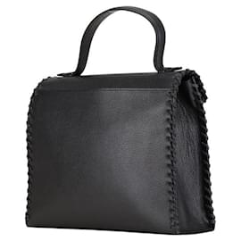 Yves Saint Laurent-Yves Saint Laurent Leather Handbag Black-Black