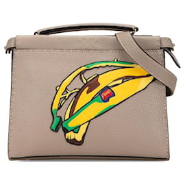 Fendi-Fendi Peekaboo Fit Mini Banana Leather Handbag-Grey
