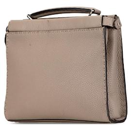 Fendi-Fendi Peekaboo Fit Mini Banana Leather Handbag-Grey