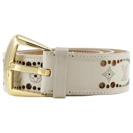 Louis Vuitton-Cinto Louis Vuitton Monogram Mahina M9680-Marrom,Bege