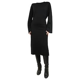 Autre Marque-Black long-sleeved knit midi dress - size M-Black