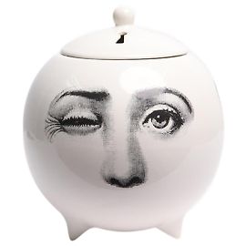 Fornasetti Runder Diffusor mit Deckel #1 Weiß