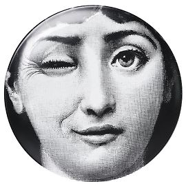 Fornasetti Piastra di design bianco e nero con un occhiolino Nero