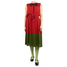 Autre Marque-Red palm-embellished midi dress - size UK 10-Red