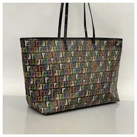 Fendi-Fendi Zucchino Multicolor Black Tote Bag-Black,Multiple colors