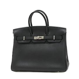 Hermès-Hermes Birkin 25 Handbag in Black Togo Leather-Black