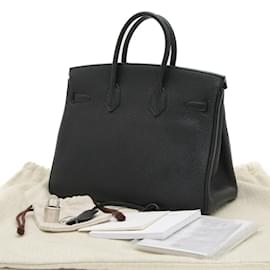 Hermès-Hermes Birkin 25 Handbag in Black Togo Leather-Black