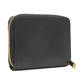 Céline-Celine Cuir Triomphe Compact Zip Wallet-Black