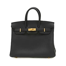 Hermès-Hermes Birkin 25 Handbag in Black Togo Leather-Black