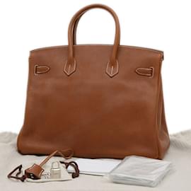 Hermès-Hermes Birkin 35 Handbag in Barenia Leather-Brown