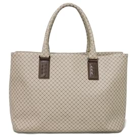 Bottega Veneta-Bottega Veneta Gray Calfskin Tote Bag-Brown
