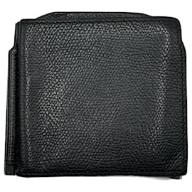 Valextra-Valextra Black Leather Double Money Clip Wallet-Black
