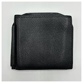 Valextra-Valextra Black Leather Double Money Clip Wallet-Black