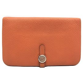Pochette en cuir Taurillon Clémence Dogon GM d'Hermès Orange