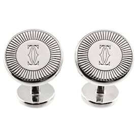 Cartier-Abotoaduras Cartier Double C em Prata 925-Outro