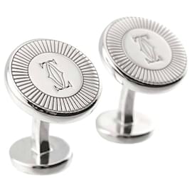 Cartier-Abotoaduras Cartier Double C em Prata 925-Outro