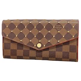Louis Vuitton-Louis Vuitton Long Wallet Damier Portefeuille Sarah-Fuschia,Damier ebene