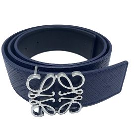 Loewe Navy Leather Reversible Belt Navy blue