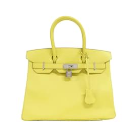 Hermès-Hermes Birkin 30cm Handbag in Lime-Golden