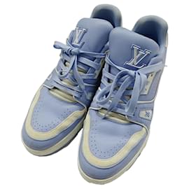 Louis Vuitton-Louis Vuitton Men's Light Blue and White Sneakers-White,Light blue
